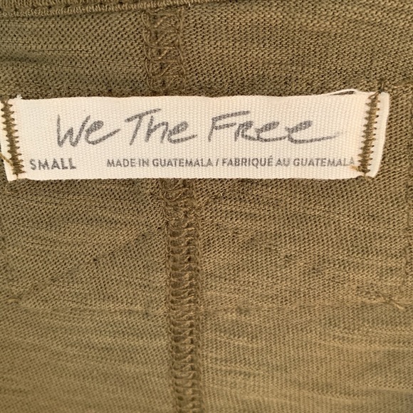 We The Free Split Neck Long Sleeve Cotton Top Olive Green Boho Relaxed Fit - Picture 6 of 10